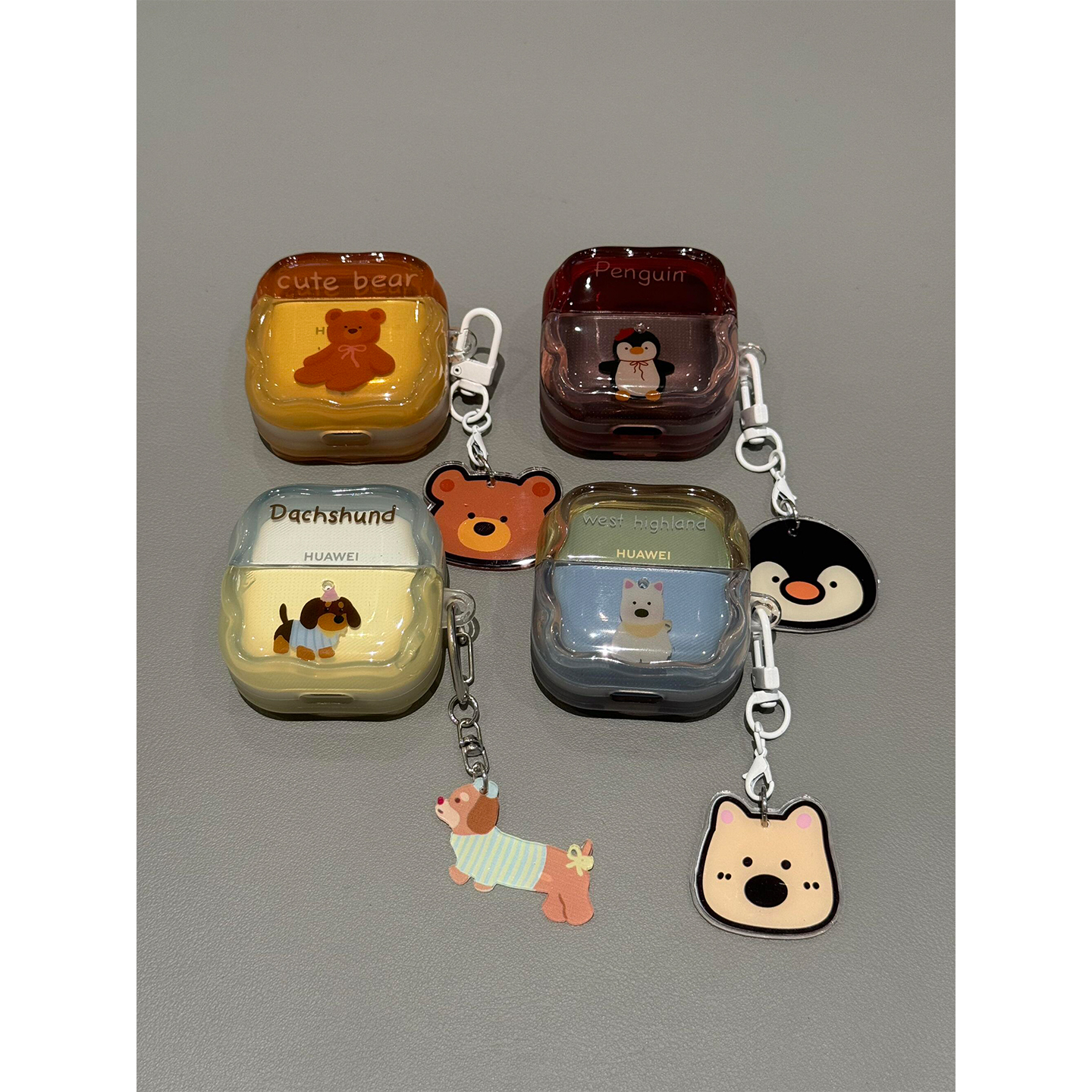 jellycat可爱果冻色西高地企鹅适用华为freeclip二代耳机壳耳夹freebudsse2防摔Pro3/Pro4保护5i/6i/7i女se3