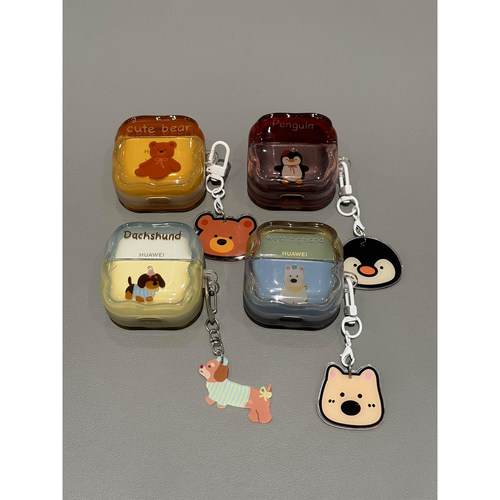 jellycat可爱果冻色西高地企鹅适用华为freeclip二代耳机壳耳夹freebudsse2防摔Pro3/Pro4保护5i/6i/7i女se3