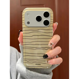 ins风韩系简约不规则线条涂鸦适用iPhone17promax手机壳苹果16Pro新款 17Pro独特超好看 15全包16pm防摔17女款