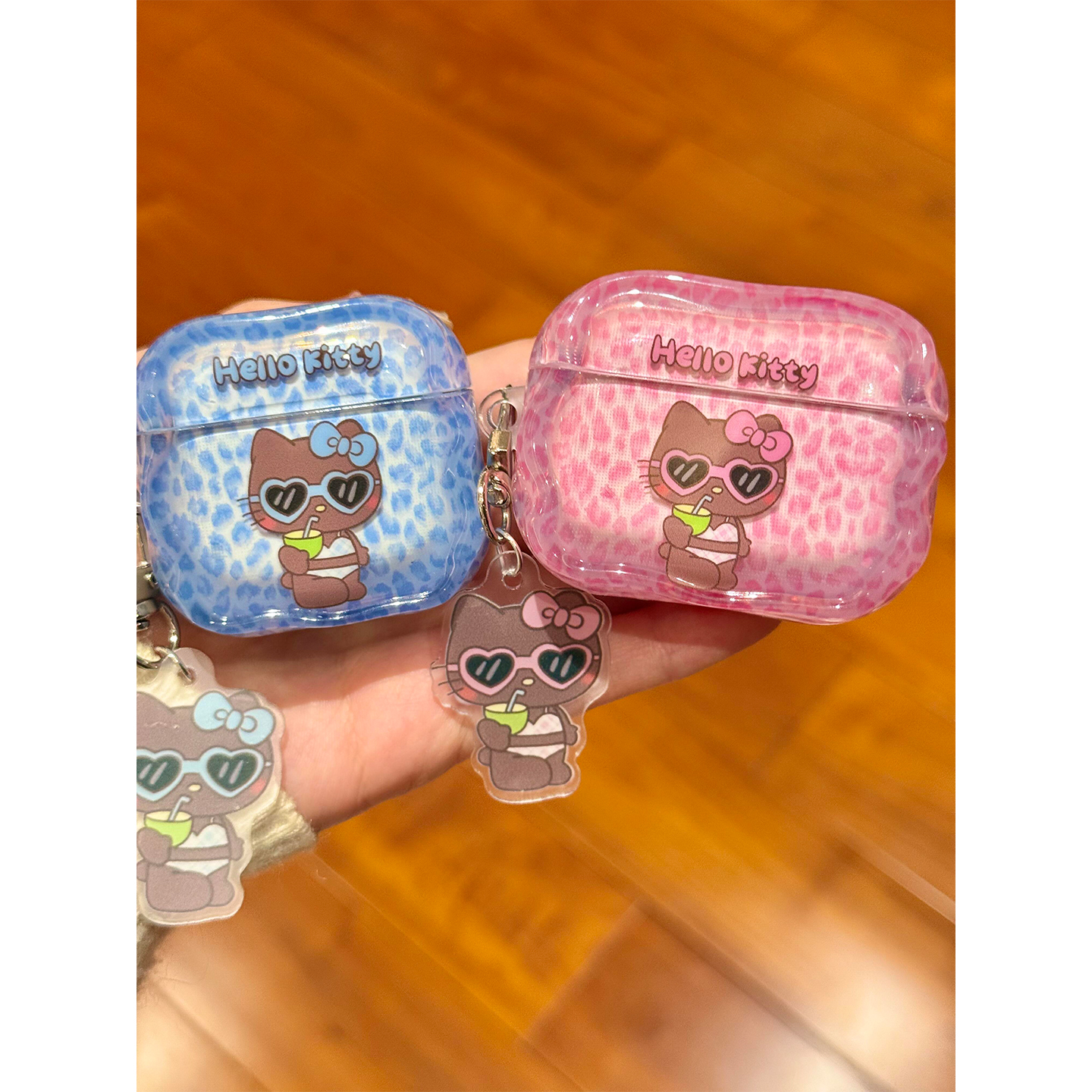 韩系豹纹夏日黑皮Kitty猫适用AirPods4代耳机壳苹果无线蓝牙AirPodsPro二代硅胶1/2代软套3代防摔保护套Pro2
