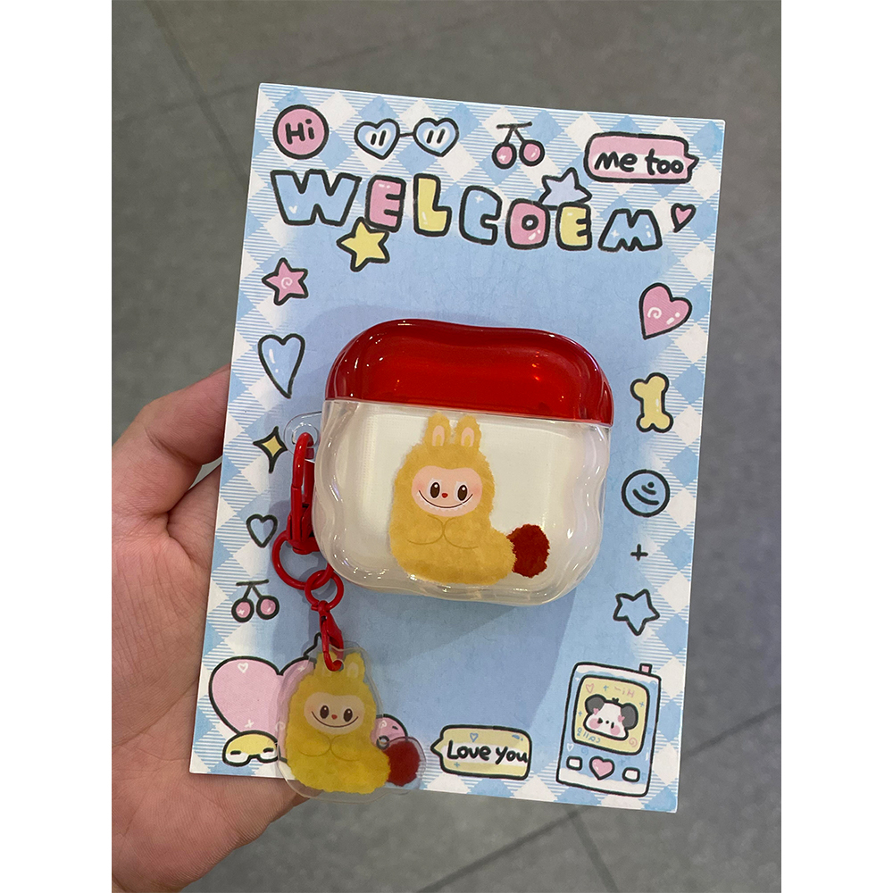新款可爱炸虾小怪兽labubu适用苹果无线蓝牙AirPodsPro耳机壳软AirPods4代女款AirPods1/2硅胶3代防摔Pro2代