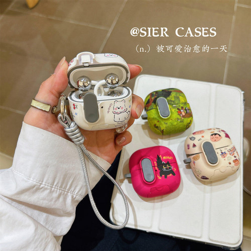 ins风可爱西高地小狗猫咪适用华为freeclip2代耳机壳锁扣自动弹盖蓝牙freebudsPro5/7i防摔套clip耳夹保护壳