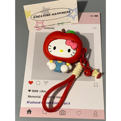 萌系可爱红苹果Kitty猫防尘塞适用华为pro4蓝牙freebuds7i耳机壳软freeclip二代/4/5i硅胶se3新款SE4女Pro5代