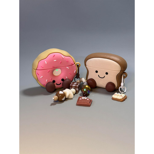 jellycat可爱甜甜圈吐司适用AirPodsPro三代耳机壳苹果蓝牙AirPods4代软Pro2代硅胶1/2代防摔3代保护Pro二代