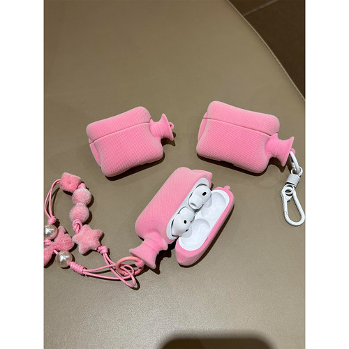 冬季可爱绒毛暖手宝热水袋适用AirPods4代耳机壳苹果无线蓝牙AirPodsPro三代软1/2/3代硅胶Pro2代女款Pro3代