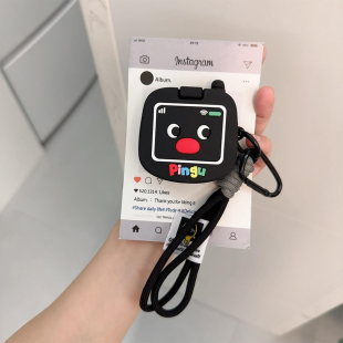 可爱pingu企鹅大哥大翻盖镜面适用苹果无线蓝牙AirPodsPro耳机壳AirPods4代软AirPods1/2硅胶3代防摔Pro2女款
