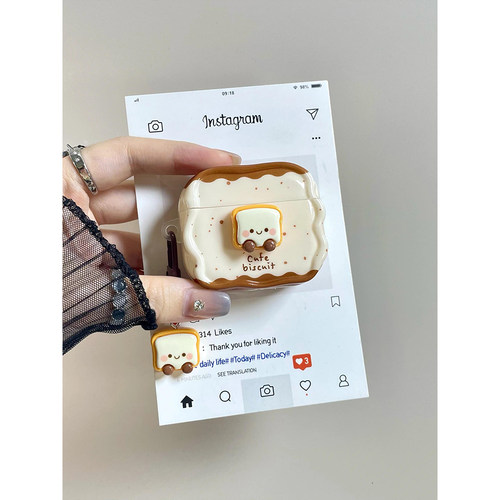 jellycat可爱奶油边吐司面包适用苹果AirPods4代耳机壳蓝牙AirPodsPro三代软1/2代硅胶pro2保护3代套Pro3代女