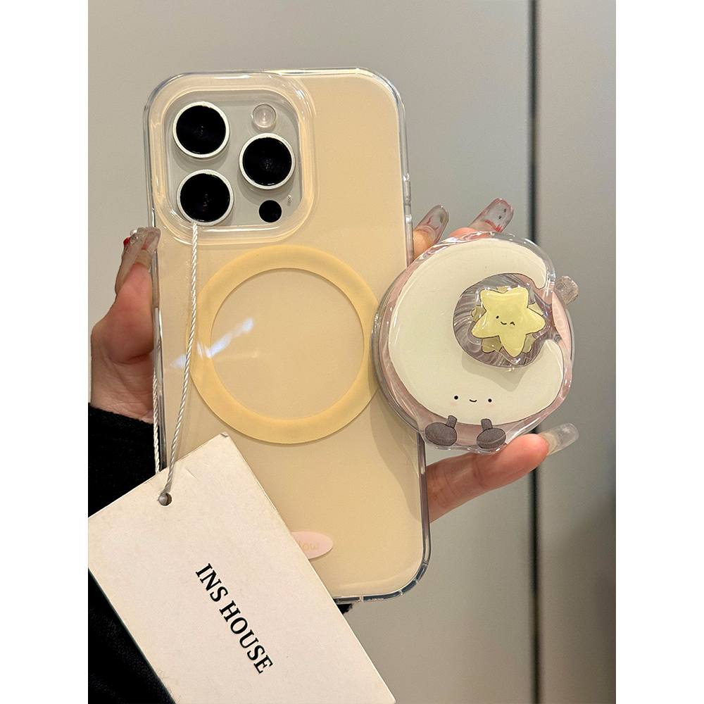 jellycat可爱月牙旋转星星磁吸支架适用iphone15promax手机壳苹果16个性14pro小众13promax全包15防摔16Pro女