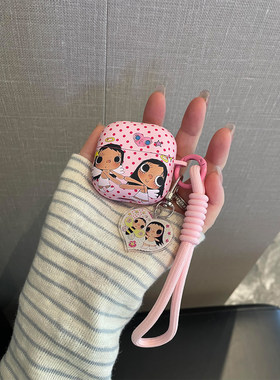 磨砂可爱卡通女孩手牵手小玉适用华为freeclip2代典藏版耳机壳软freeclip保护套6i女款se2/se3防摔壳耳夹新款