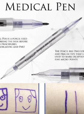 double head White Surgical Eyebrow Tattoo Skin Marker Pen To