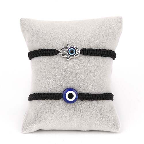 2PCS Blue Evil Eye Couple Bracelet Sets for Woman Men Charm