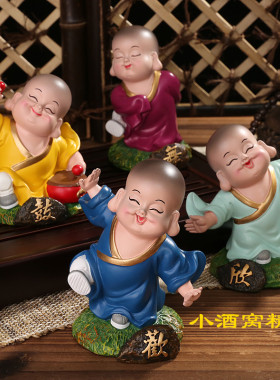禅意风办公室装饰品汽车小沙弥