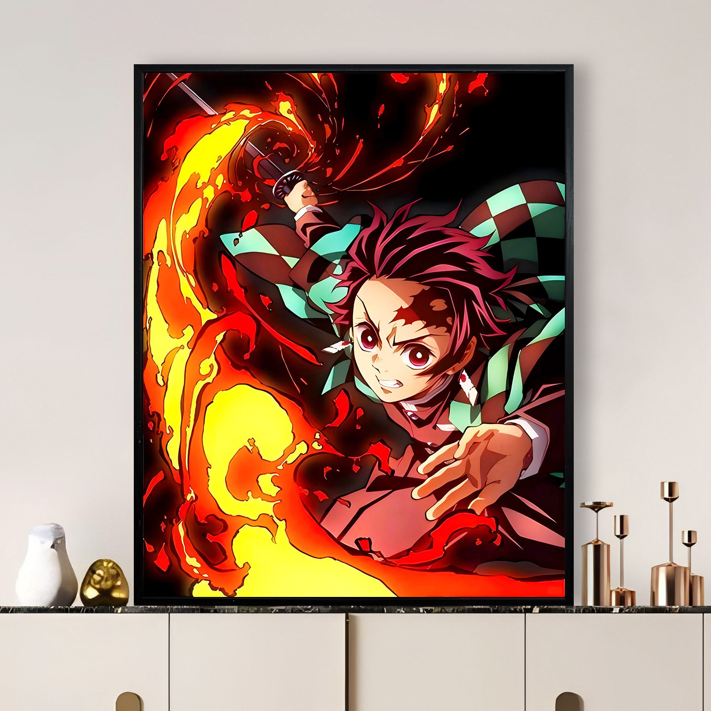鬼灭之刃数字油画diy定制零基础涂色填色简约手工绘画装饰画挂画