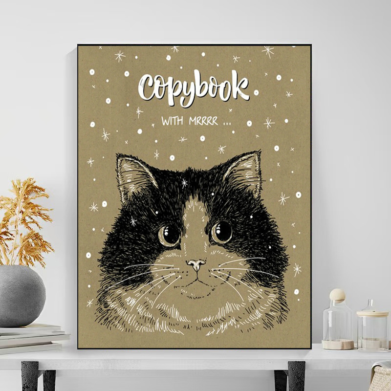 可定制数字油画填色手工diy涂色画猫咪卧室装饰画客厅动物油彩画图片