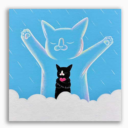 儿童数字油画diy填充简约手绘丙烯画小学生小尺寸涂鸦猫咪装饰画