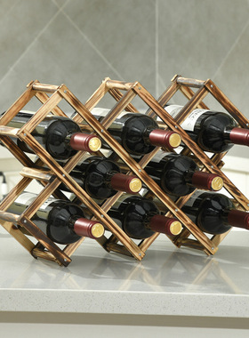 Collapsible Wooden Wine Bottle Rack Cabinet Decorative红酒架
