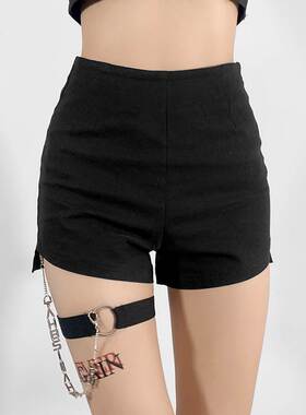 High waist and hip casual shorts纯色修身高腰时尚包臀休闲短裤
