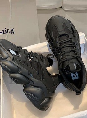 Women Chunky Sneakers 2021 Female Black White Platform Shoes