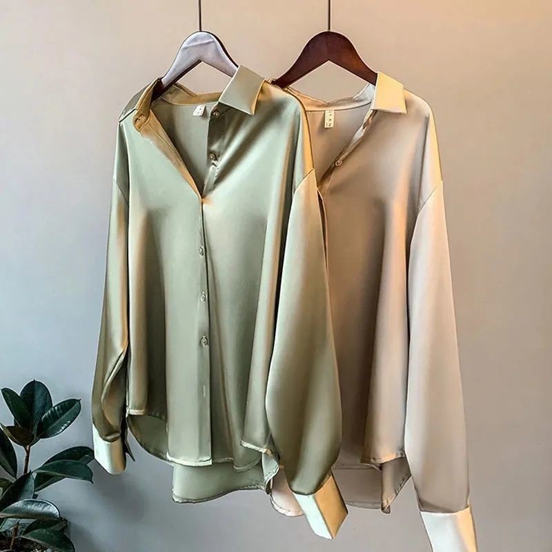 Spring 2021 Womens Clothing Silk Shirt Vintage Blouse Women