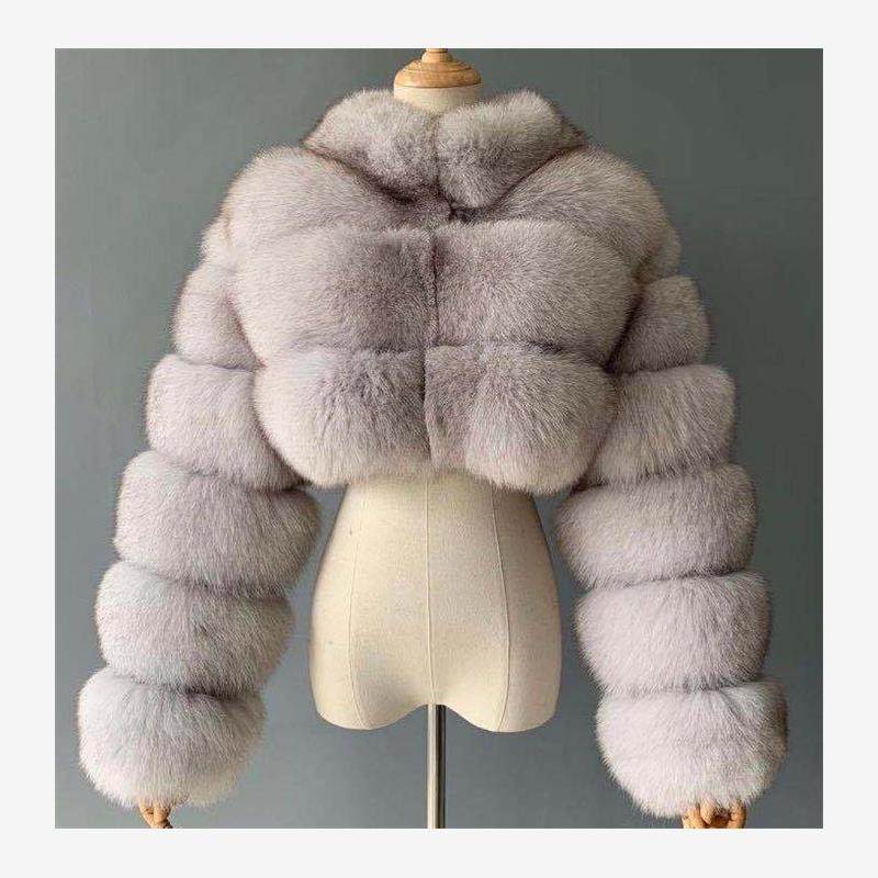 欧美短皮草外套女 шуба куртка жен fur coat women