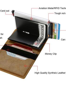 Vintage Leather Mini RFID Credit Card Holder Wallet Men Wome