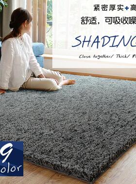 黑灰色加厚长毛绒地毯客厅卧室床前边轻奢高级感沙发茶几床尾定制
