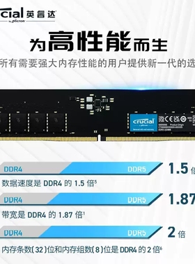 英睿达美光 16G 32G DDR5 5600mhz台式机内存条 双通道64G