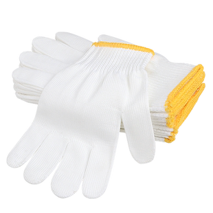 尼龙劳保手套工作耐磨加厚男女薄款干活劳动劳工工地白棉纱线手套