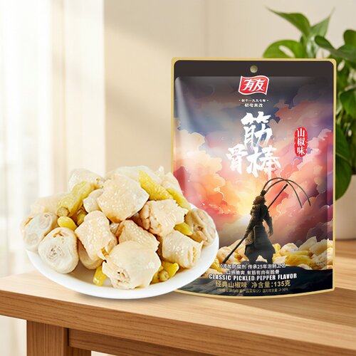 有友山椒筋骨棒135g独立小袋泡椒鸡拐追剧解馋小零食