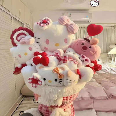 kt猫凯蒂猫玩偶花束少女心可爱毛绒公仔花礼物生日毕业送闺蜜女友