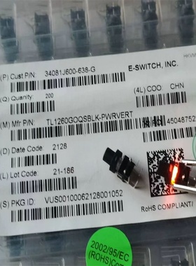 TL1260系列进口美国E-SWITCH 带LED灯轻触开关双色灯绿色橙色带帽