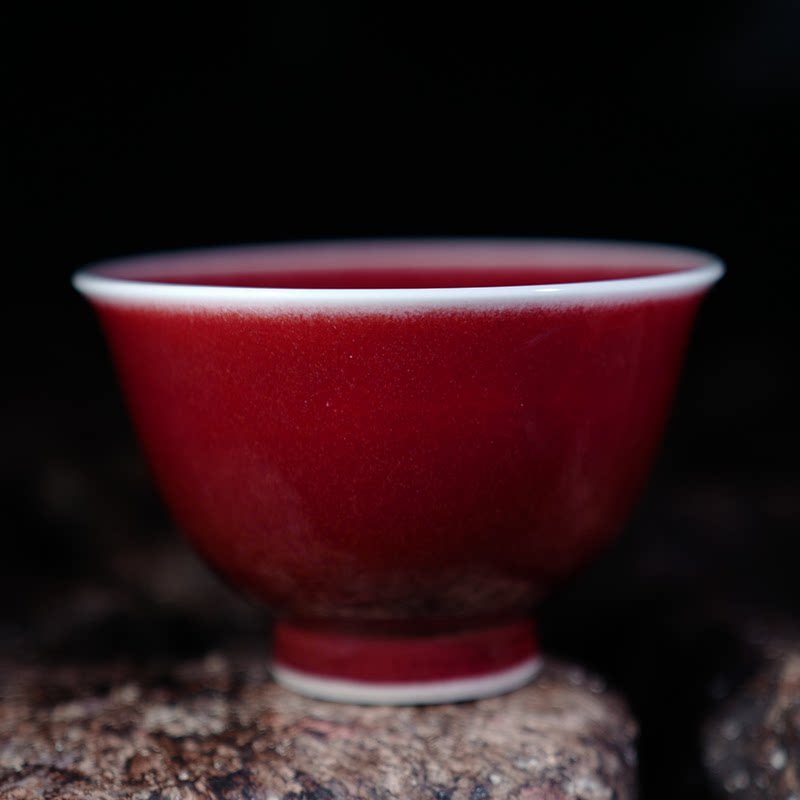 龙圣华苑台湾晓芳窑郎红玉茗杯主人杯蔡晓芳高温单色釉品茗杯茶杯