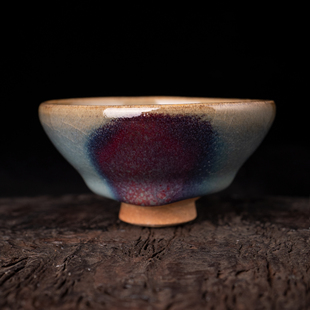 河南神垕小神仙窑王铮仿古釉钧瓷主人杯名家手工紫斑蓝釉钧窑茶杯