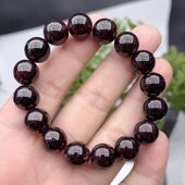 大尺寸10 12mm石榴石圆珠手链 大码 手串男女款 石榴石罕见 少量