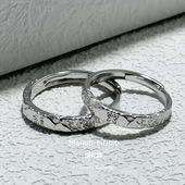 ZESHUO烟花蝶 足银戒指 原创设计雕刻蝴蝶情侣对戒999纯银一对款