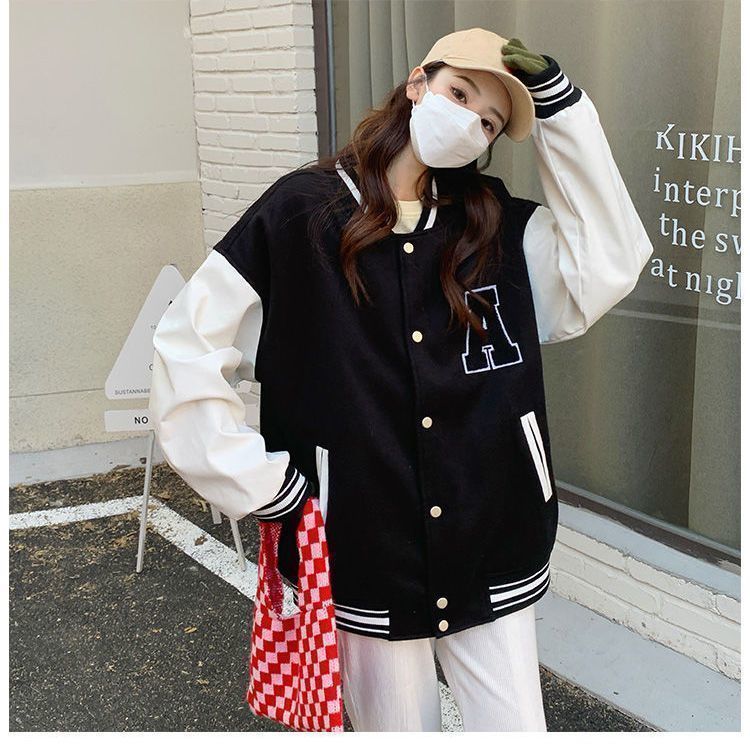 美式vintage棒球服女2023春季休闲宽松学生百搭oversize外套ins潮