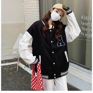 美式 休闲宽松学生百搭oversize外套ins潮 vintage棒球服女2023春季