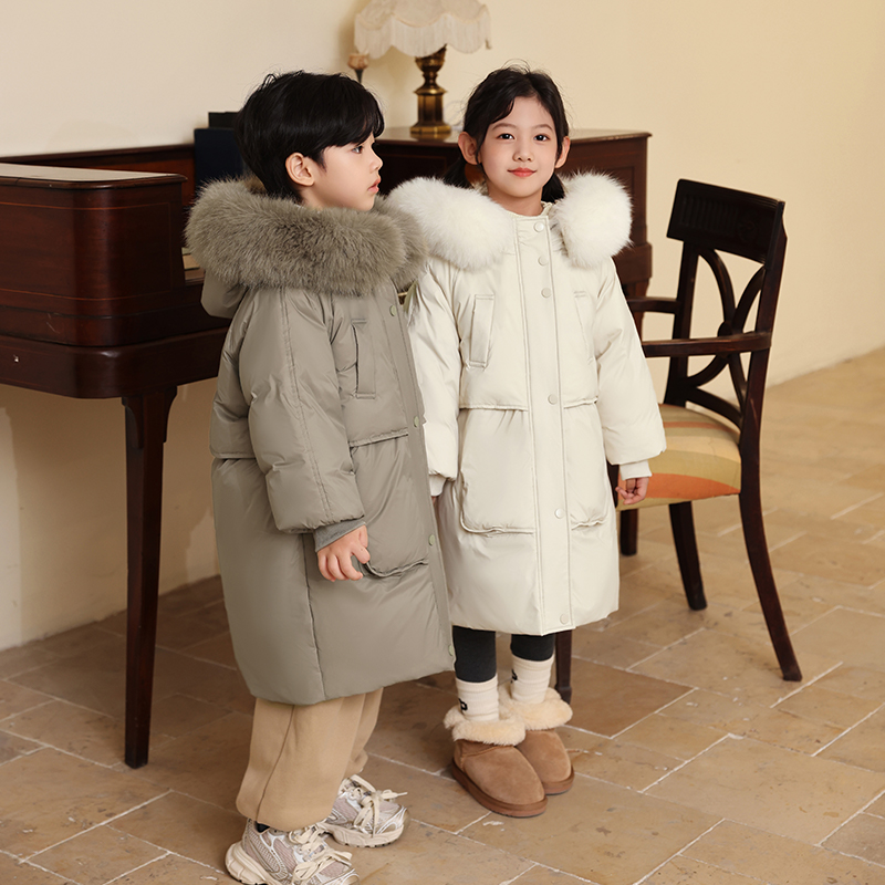 中长款加厚男女抗寒儿童羽绒服