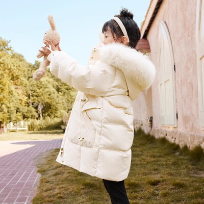 中长款加厚女洋气儿童羽绒服