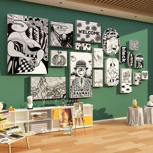 画室氛围布置美术教室墙装饰展示幼儿园环创成品机构场景文化素描