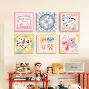 新款 饰画 奶油多巴胺客厅卧室装 饰画可爱猫咪ins风治愈系床头装