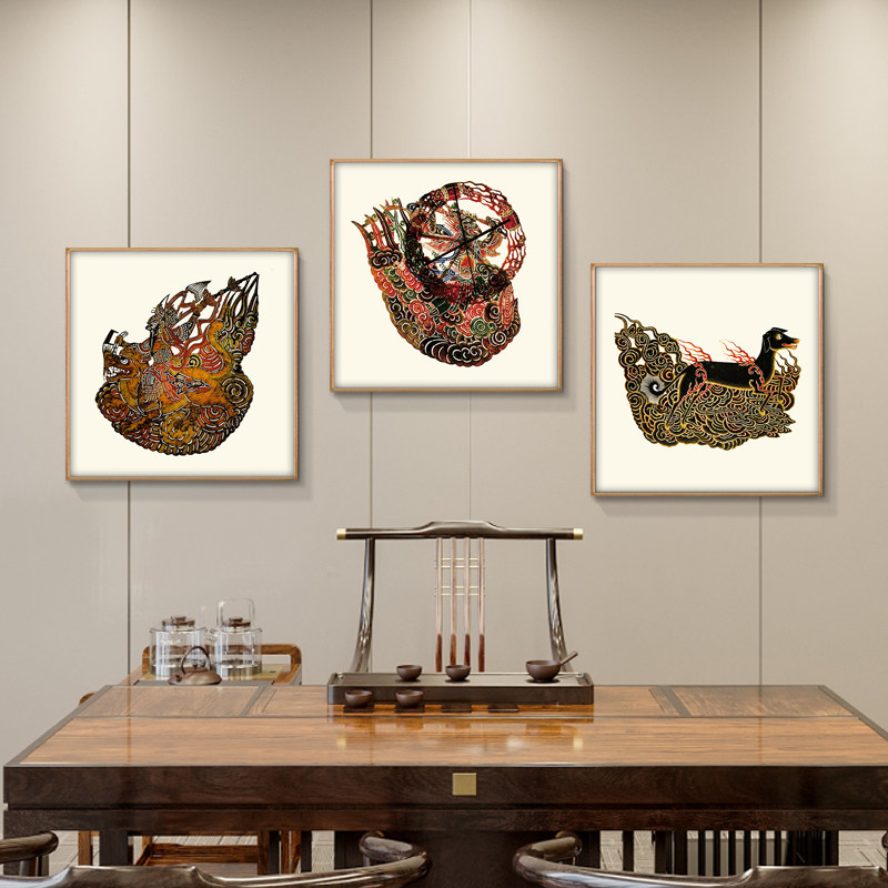西安特色工艺品皮影装饰画酒店餐厅饭店戏曲人物挂画皮影戏墙壁画