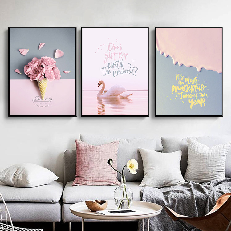 北欧风格客厅装饰画简约餐厅挂画卧室床头画沙发背景壁画三联挂画