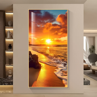 海上日出东方玄关装 饰画现代简约风景客厅挂画走廊尽头高级感壁画