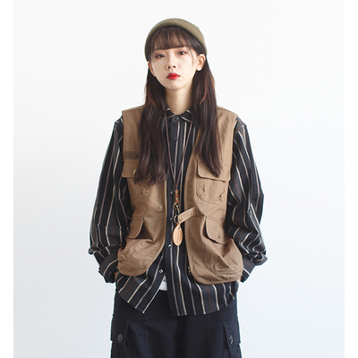 春季ins日系黑色工装外搭马夹