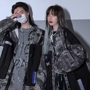 新款秋冬宽松工装外套男ins情侣装大码春秋季潮牌bf高街牛仔夹克
