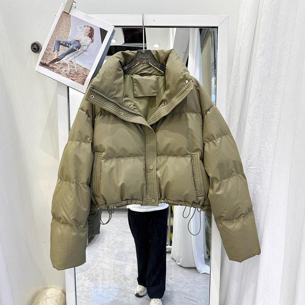 pu皮羽绒棉服女短款2025年棉衣面包服小个子棉袄外套防寒2025