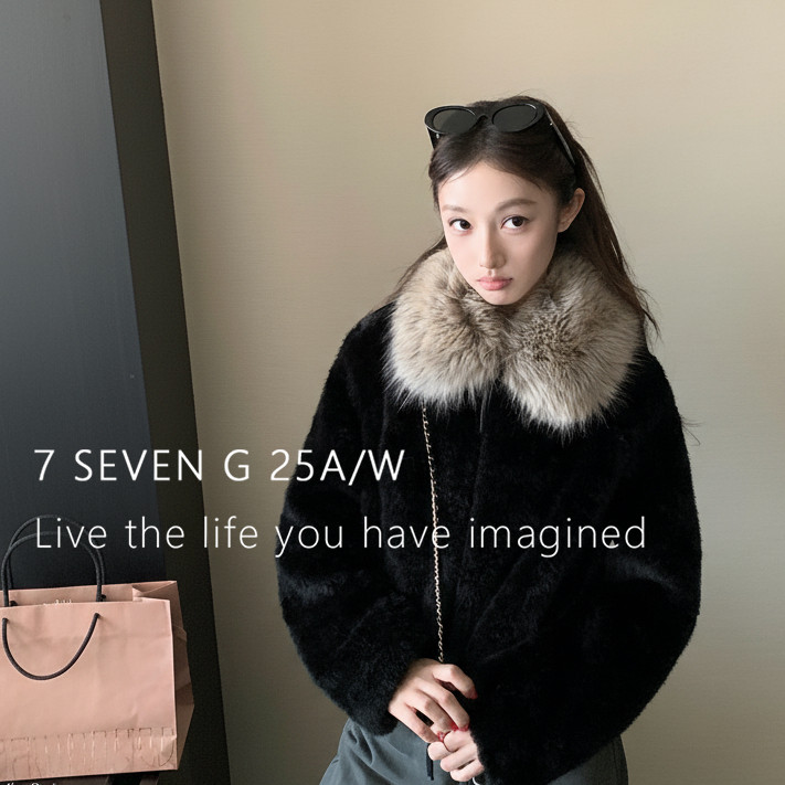 SEVEN G-大毛领短款环保羊羔毛保暖外套女加厚短外套XY8211（A）,女装/女士精品,时尚套装,淘宝优惠券,粉丝福利购,淘宝优惠卷