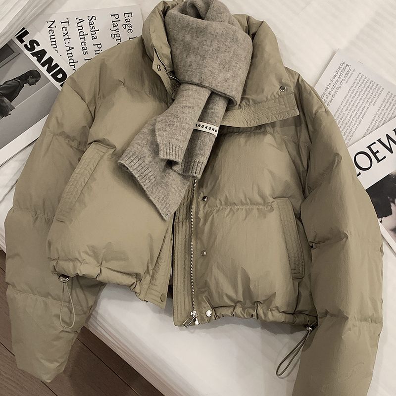 羽绒棉面包服PU皮高级感棉服女加厚保暖外套冬装短款高腰显瘦