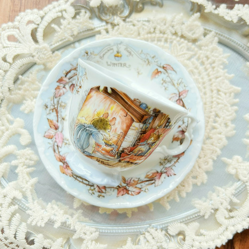 中古咖啡杯套Royal Doulton皇家道尔顿老鼠搬家系列咖啡杯碟套装